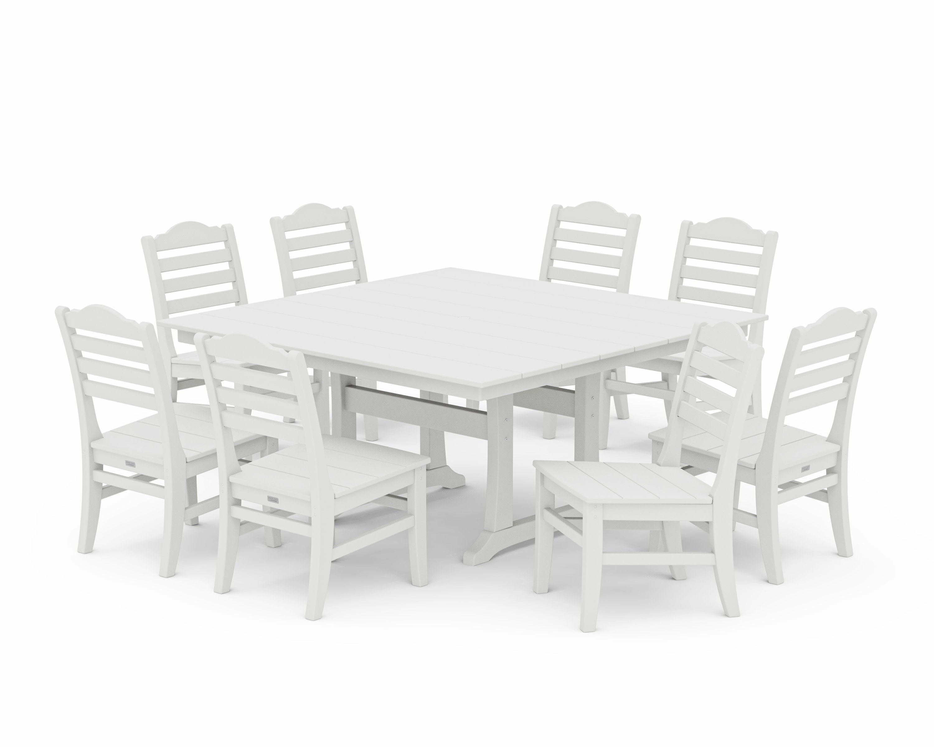 Savannah Side Chair 9-Piece Square Farmhouse Dining Set with Trestle Legs