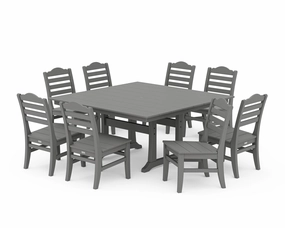 Savannah Side Chair 9-Piece Square Farmhouse Dining Set with Trestle Legsoutdoor patio furniture set
