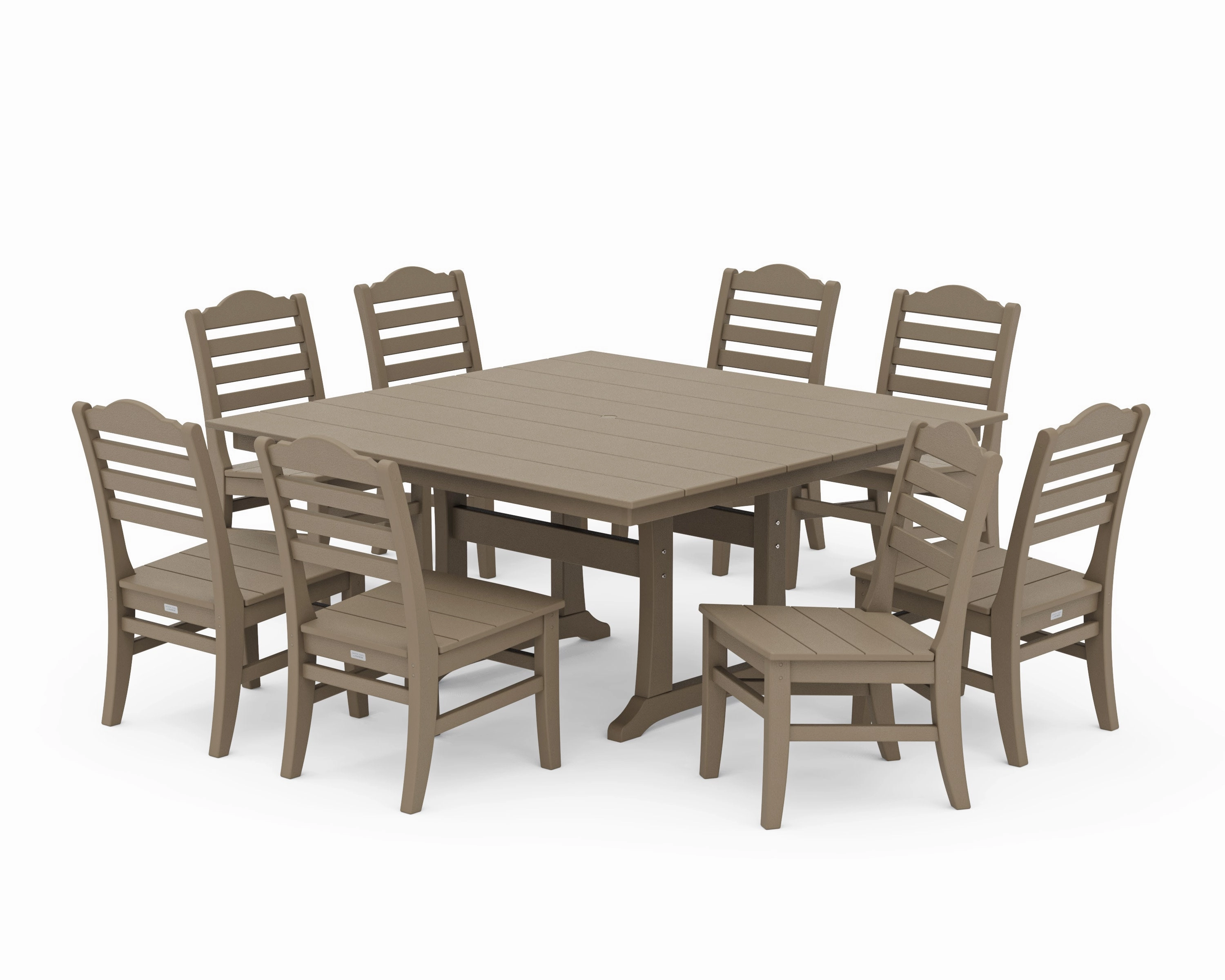 Savannah Side Chair 9-Piece Square Farmhouse Dining Set with Trestle Legs