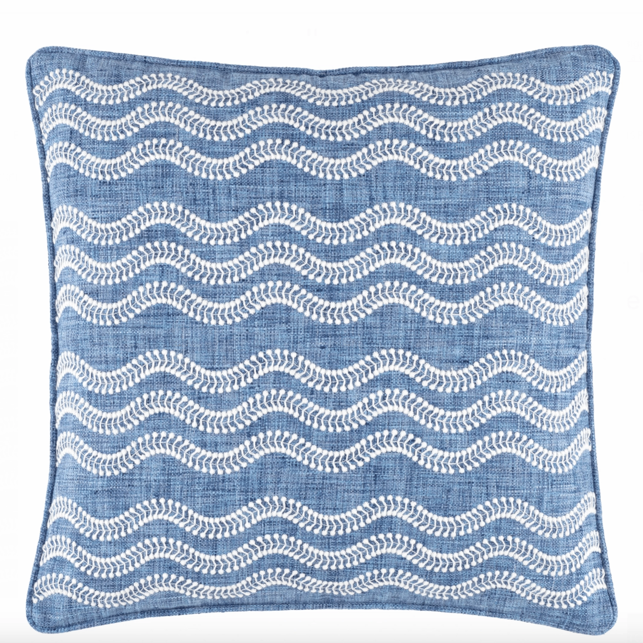 Scout Embroidered French Blue Indoor/Outdoor Decorative Pillow Coverwaterproof outdoor throw pillow