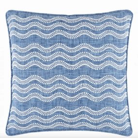Scout Embroidered French Blue Indoor/Outdoor Decorative Pillow Coverwaterproof outdoor throw pillow