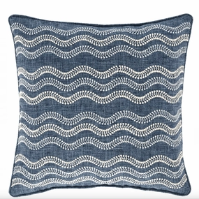 Scout Embroidered Indigo Indoor/Outdoor Decorative Pillow Coverwaterproof outdoor throw pillow