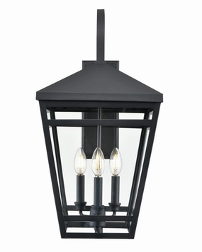 Seager Three Light Outdoor Lantern Textured BlackOutdoor wall sconces with motion sensor