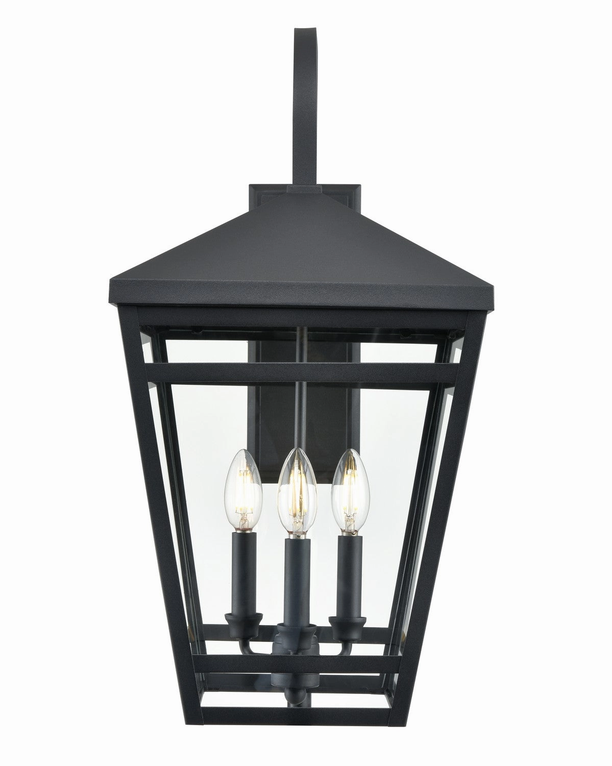 Seager Three Light Outdoor Lantern Textured BlackOutdoor wall sconces with motion sensor