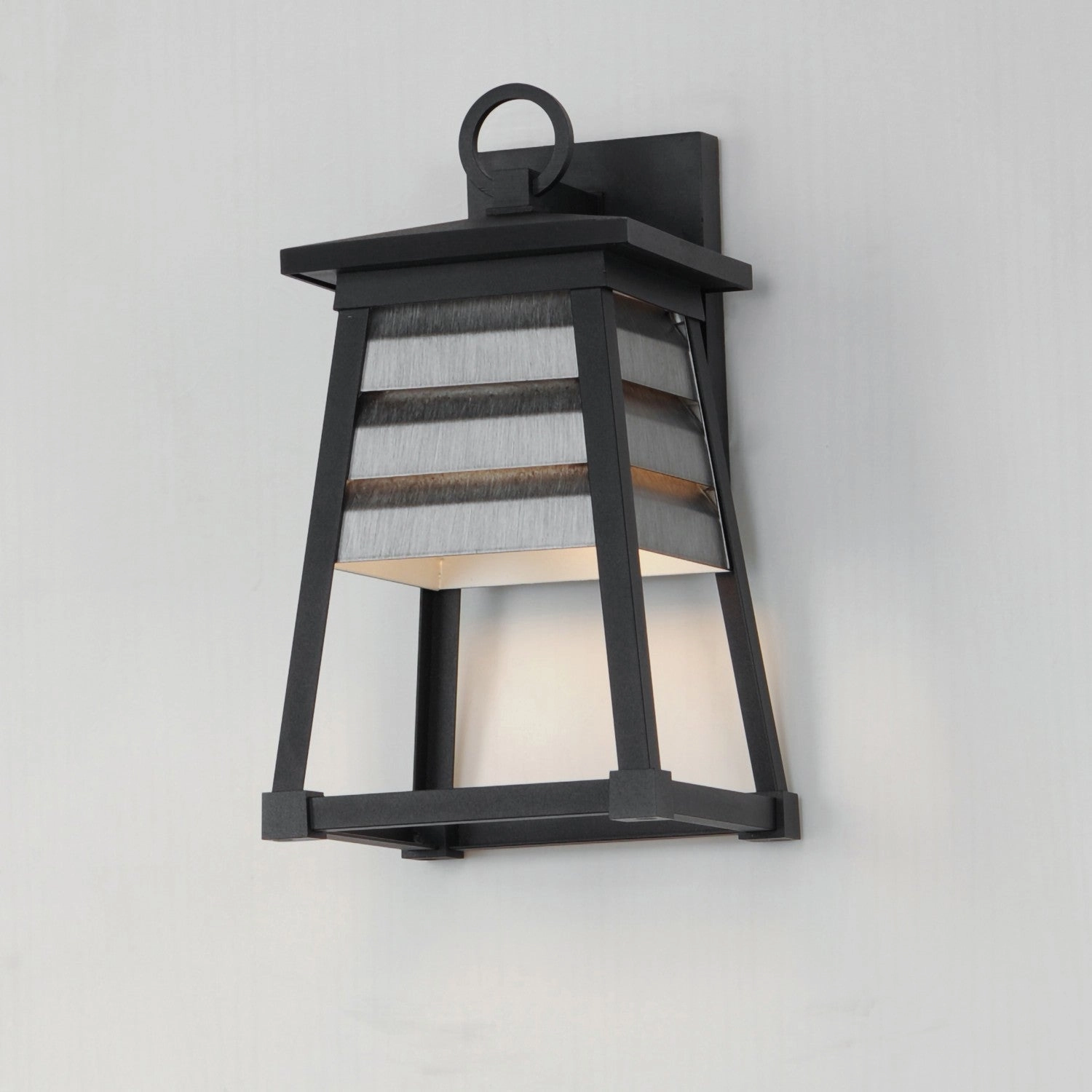 Shutters One Light Outdoor Wall Sconce Weathered Zinc/Black