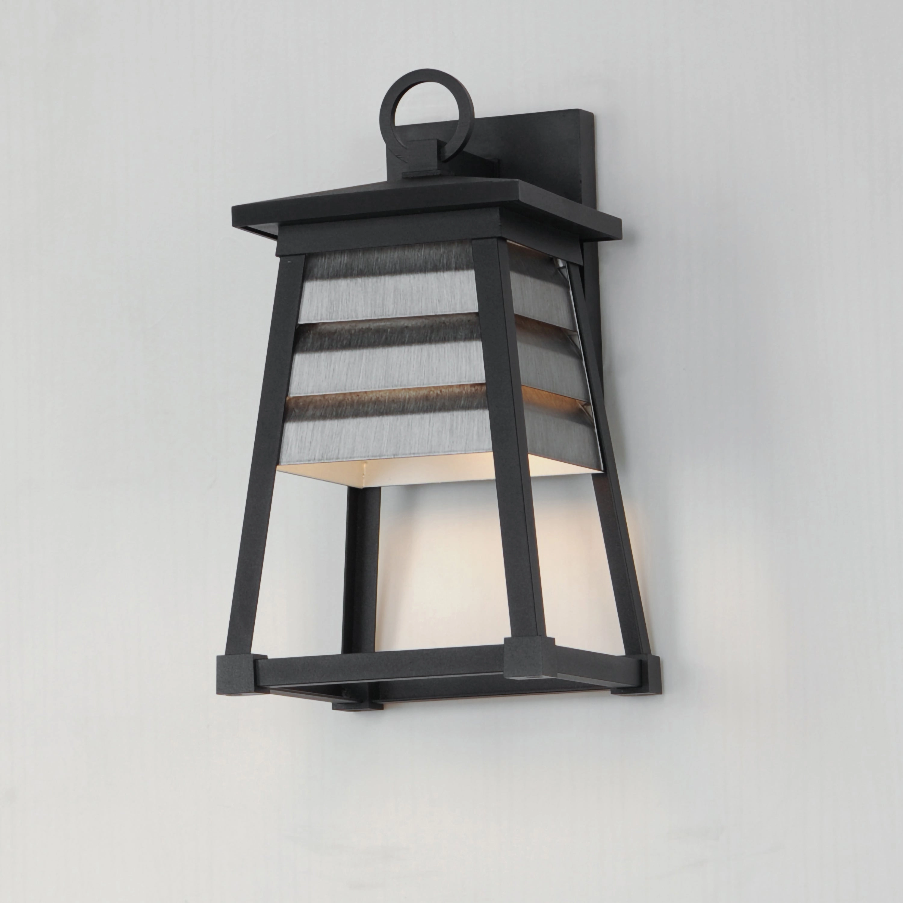 Shutters One Light Outdoor Wall Sconce Weathered Zinc/Black