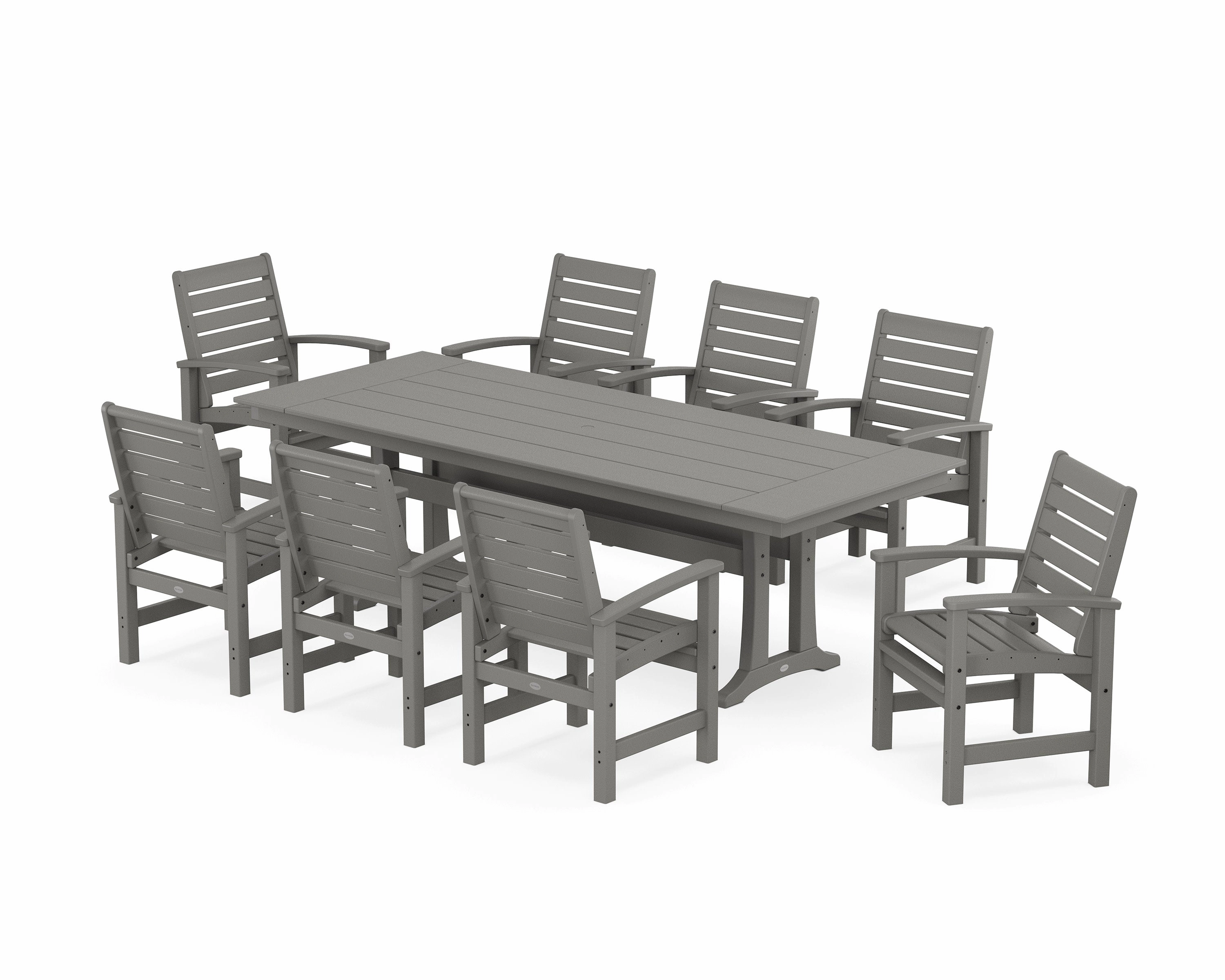 Signature 9-Piece Farmhouse Dining Set with Trestle Legsoutdoor patio furniture set