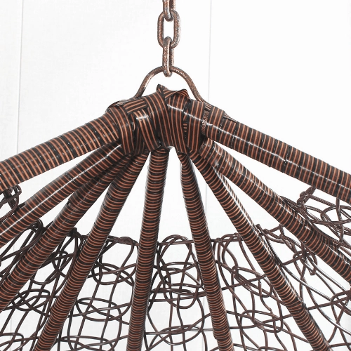 Single Egg Chair Hanging - Brown Basket & Grey Cushion