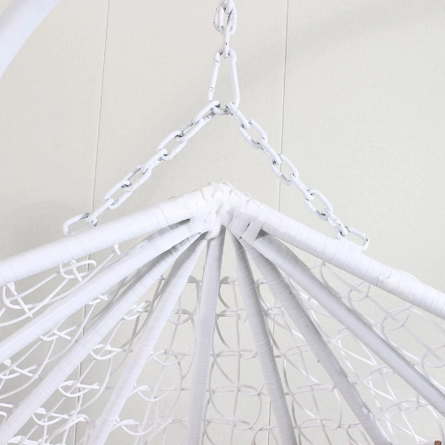 Single Egg Chair Hanging - White Basket & Red Cushion