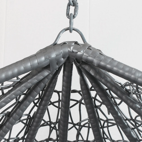 Single Hanging Egg Chair - Grey Basket & Black Cushion