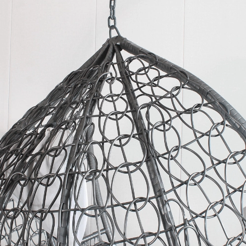 Single Hanging Egg Chair - Grey Basket & Grey Cushion