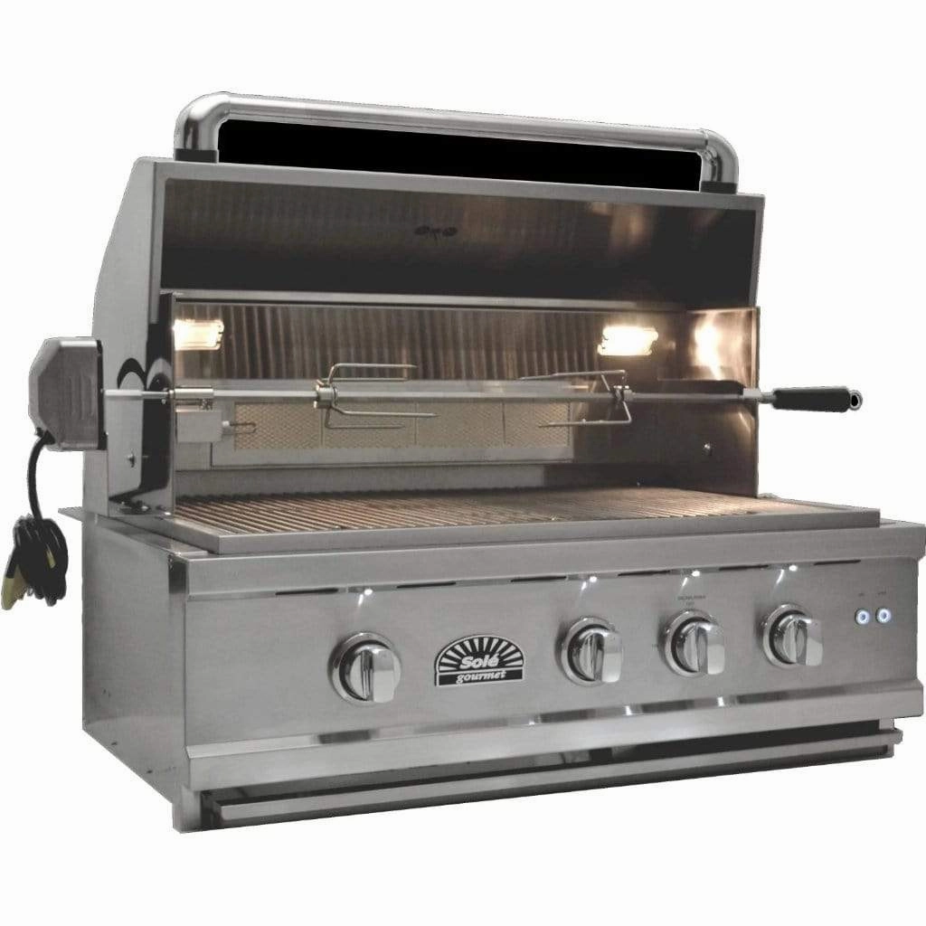 Sole Gourmet 30-inch Luxury Series 4-Burner Built-In Grill with LED Control Lighting & Rotisserie