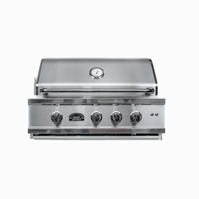 Sole Gourmet 30-inch Luxury Series 4-Burner Built-In Grill with LED Control Lighting & Rotisserie stainless steel BBQ grill with side table