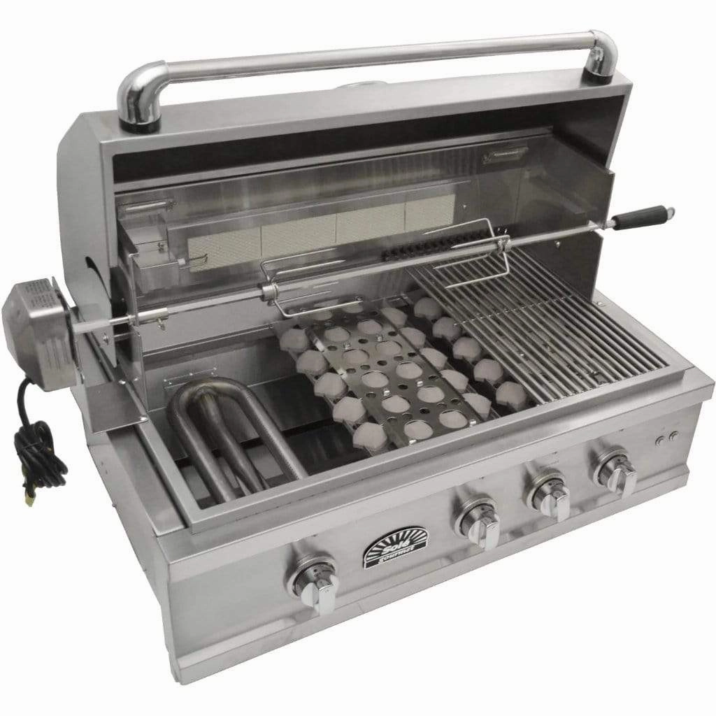 Sole Gourmet 30-inch Luxury Series 4-Burner Built-In Grill with LED Control Lighting & Rotisserie