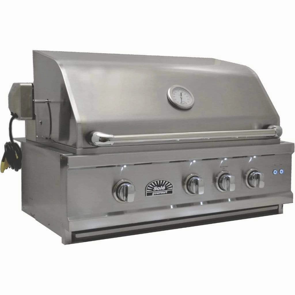 Sole Gourmet 30-inch Luxury Series 4-Burner Built-In Grill with LED Control Lighting & Rotisserie