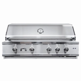 Sole Gourmet 42-inch Luxury Series 5-Burner Built-In Grill with LED Control Lighting & Rotisserie stainless steel BBQ grill with side table