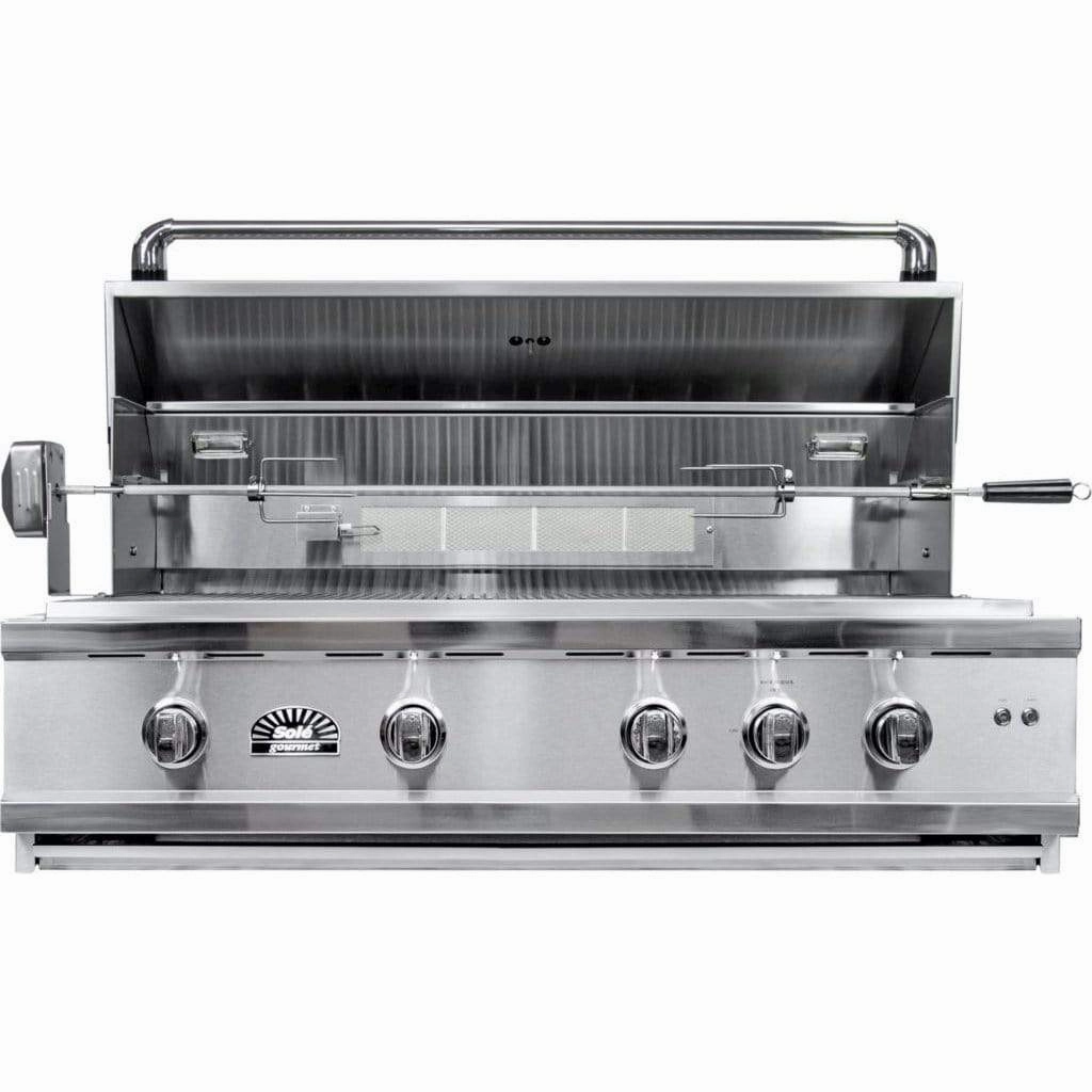 Sole Gourmet 42-inch Luxury Series 5-Burner Built-In Grill with LED Control Lighting & Rotisserie