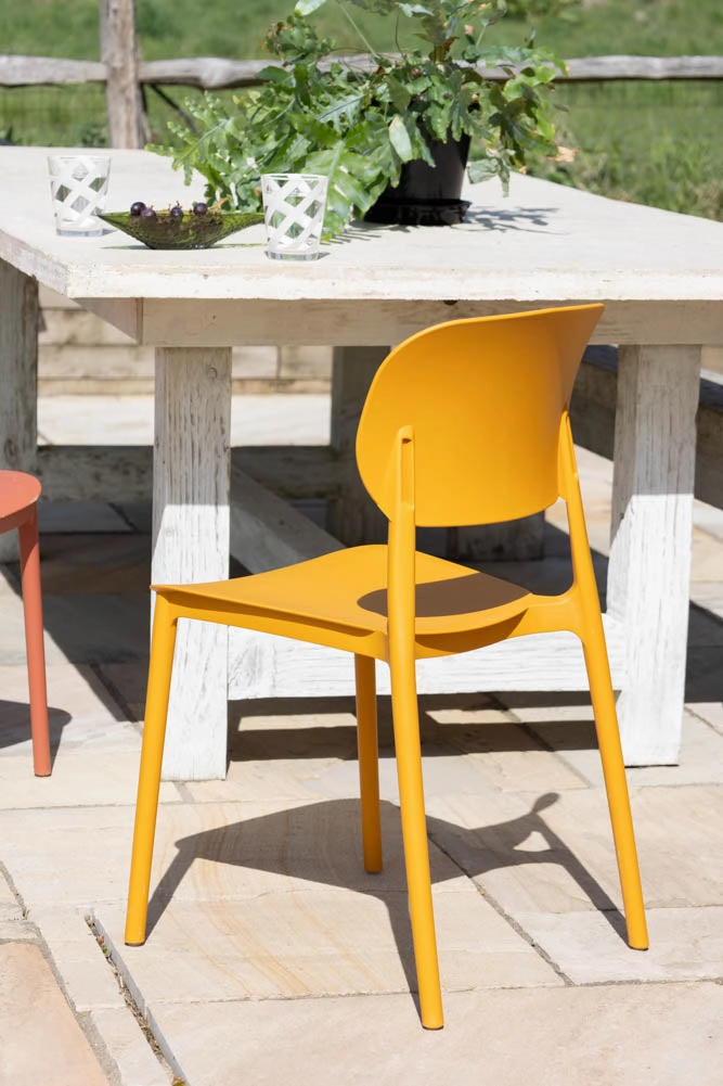 Stackable Garden Chair in Ochre Yellow