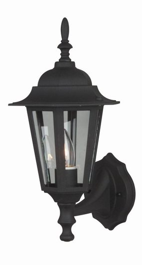 Straight Glass Cast One Light Wall Mount Textured BlackOutdoor wall sconces with motion sensor