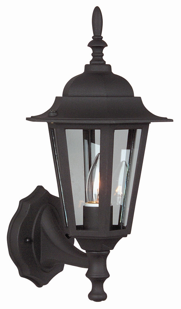 Straight Glass Cast One Light Wall Mount Textured Black