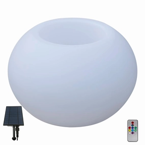 Summer Breeze Outdoor Solar Round Planter with LED Lightingoutdoor patio furniture set
