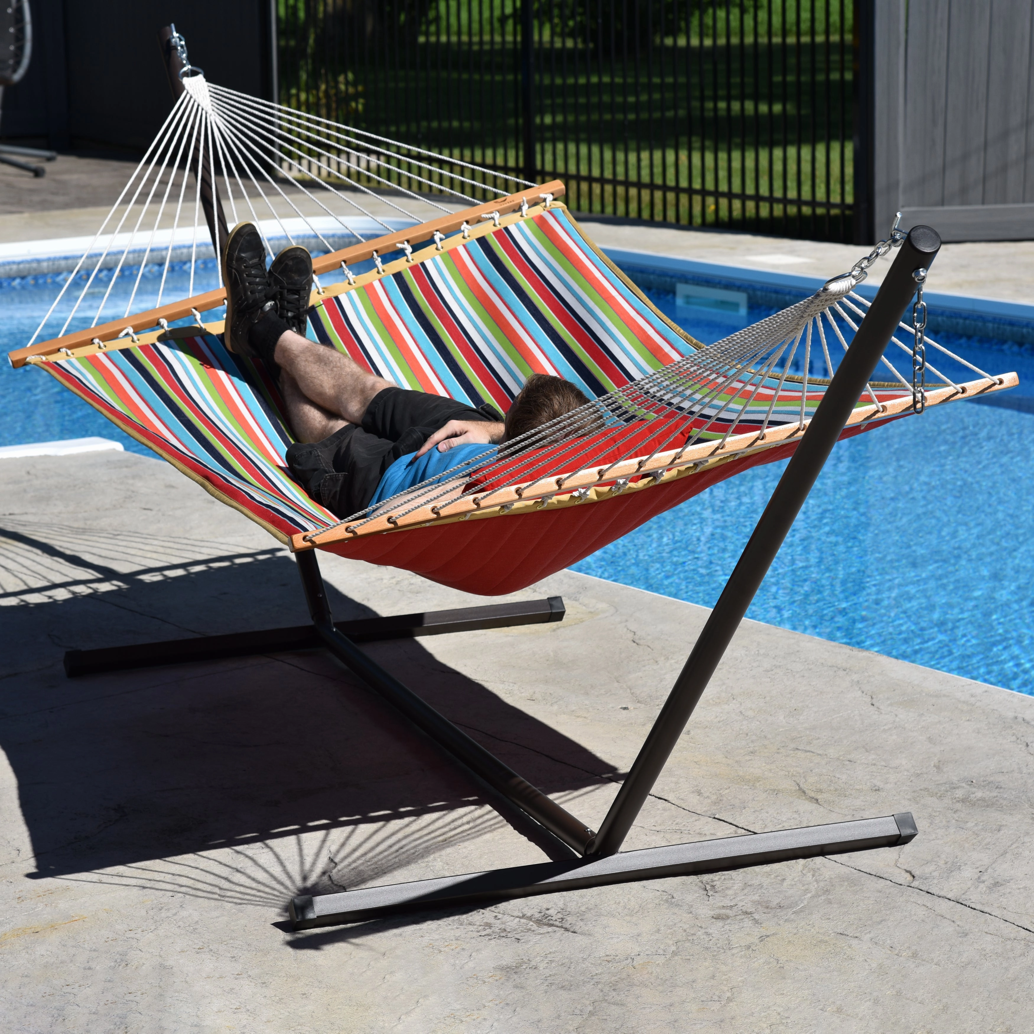 Sunbrella Quilted Spreader Bar Hammock - Carousel Confetti