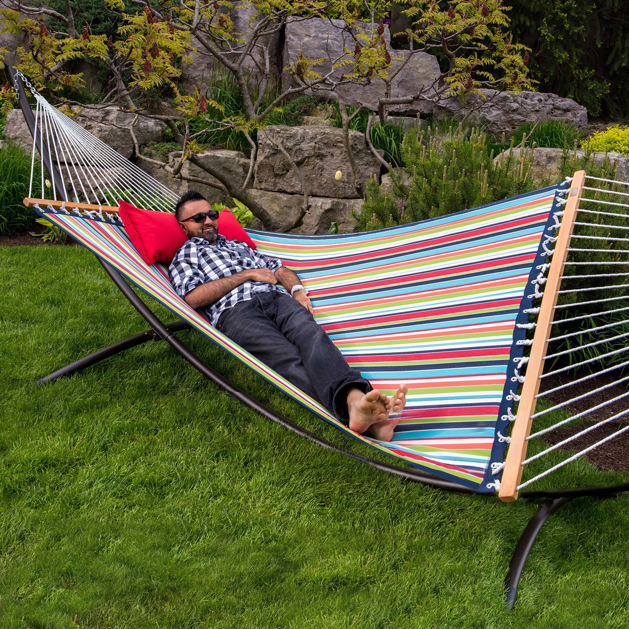 Sunbrella Quilted Spreader Bar Hammock - Carousel Confetti
