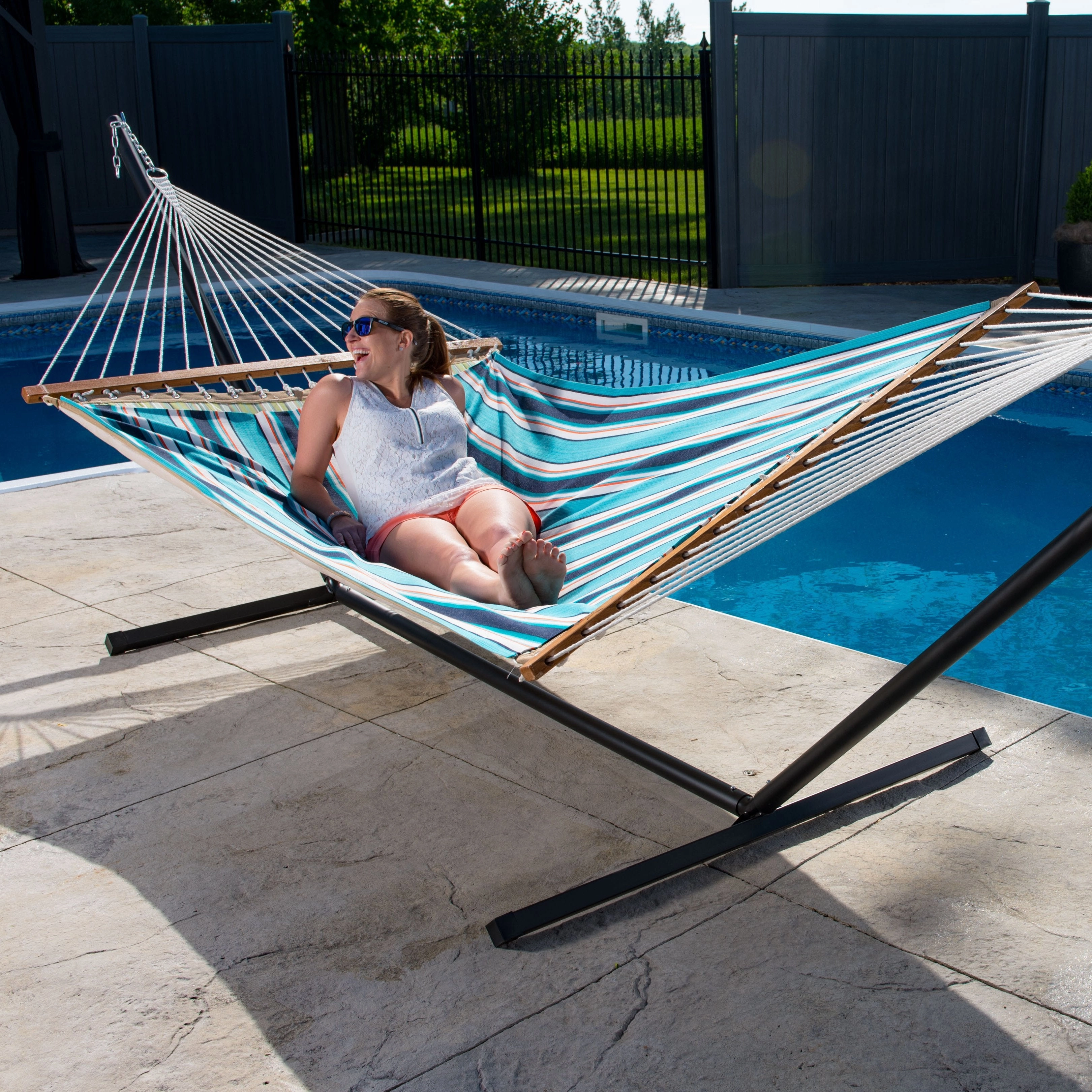 Sunbrella Quilted Spreader Bar Hammock - Token Surfside