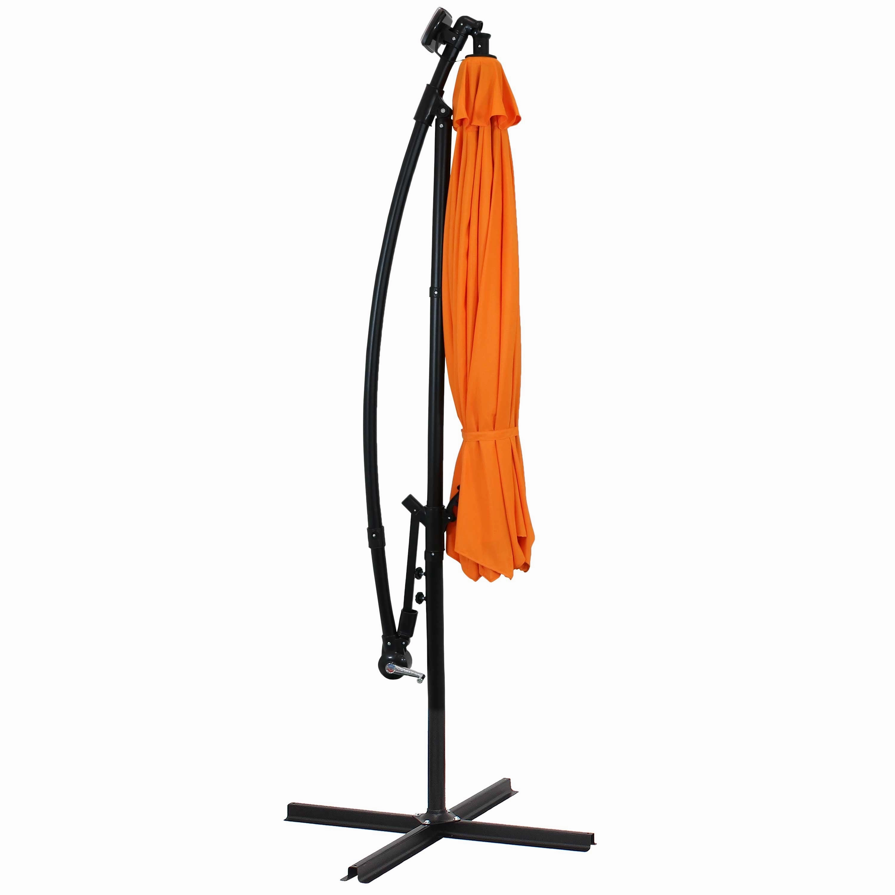 Sunnydaze 10' Offset Patio Umbrella with Solar LED Lights