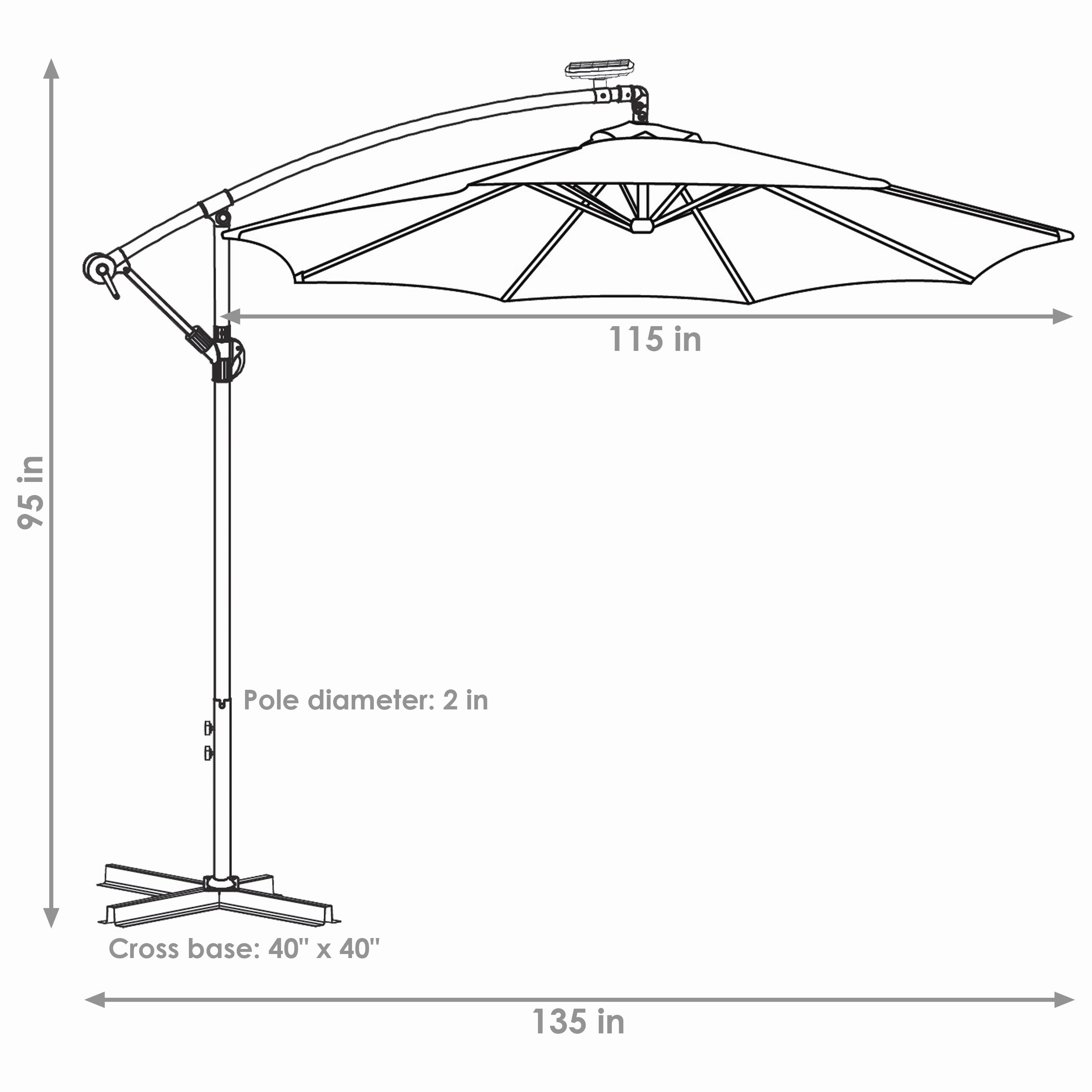 Sunnydaze 10' Offset Patio Umbrella with Solar LED Lights
