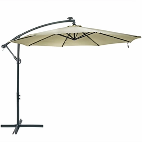 Sunnydaze 10' Solar Cantilever Offset Patio Umbrella with Cross Baseadjustable height outdoor parasol