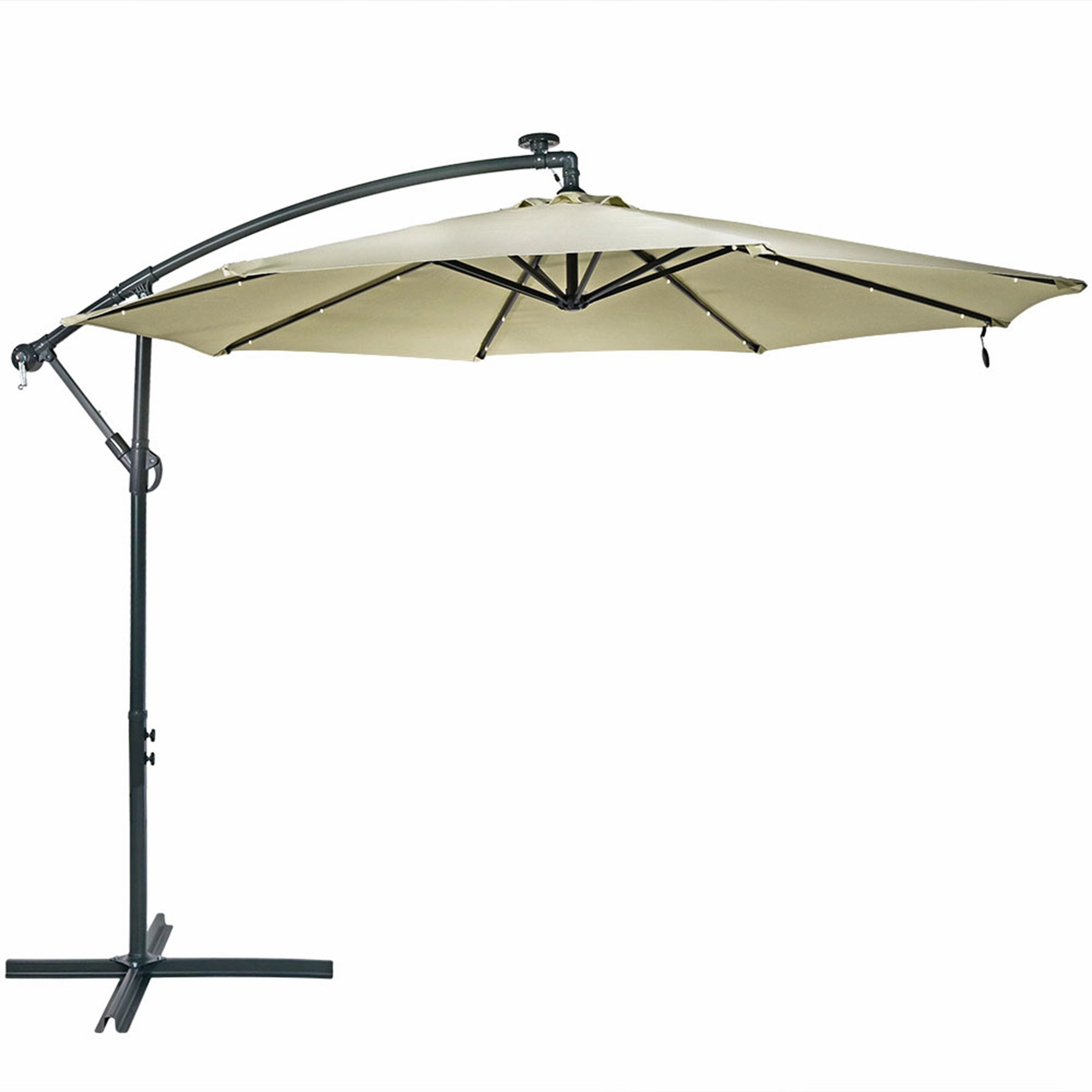 Sunnydaze 10' Solar Cantilever Offset Patio Umbrella with Cross Baseadjustable height outdoor parasol