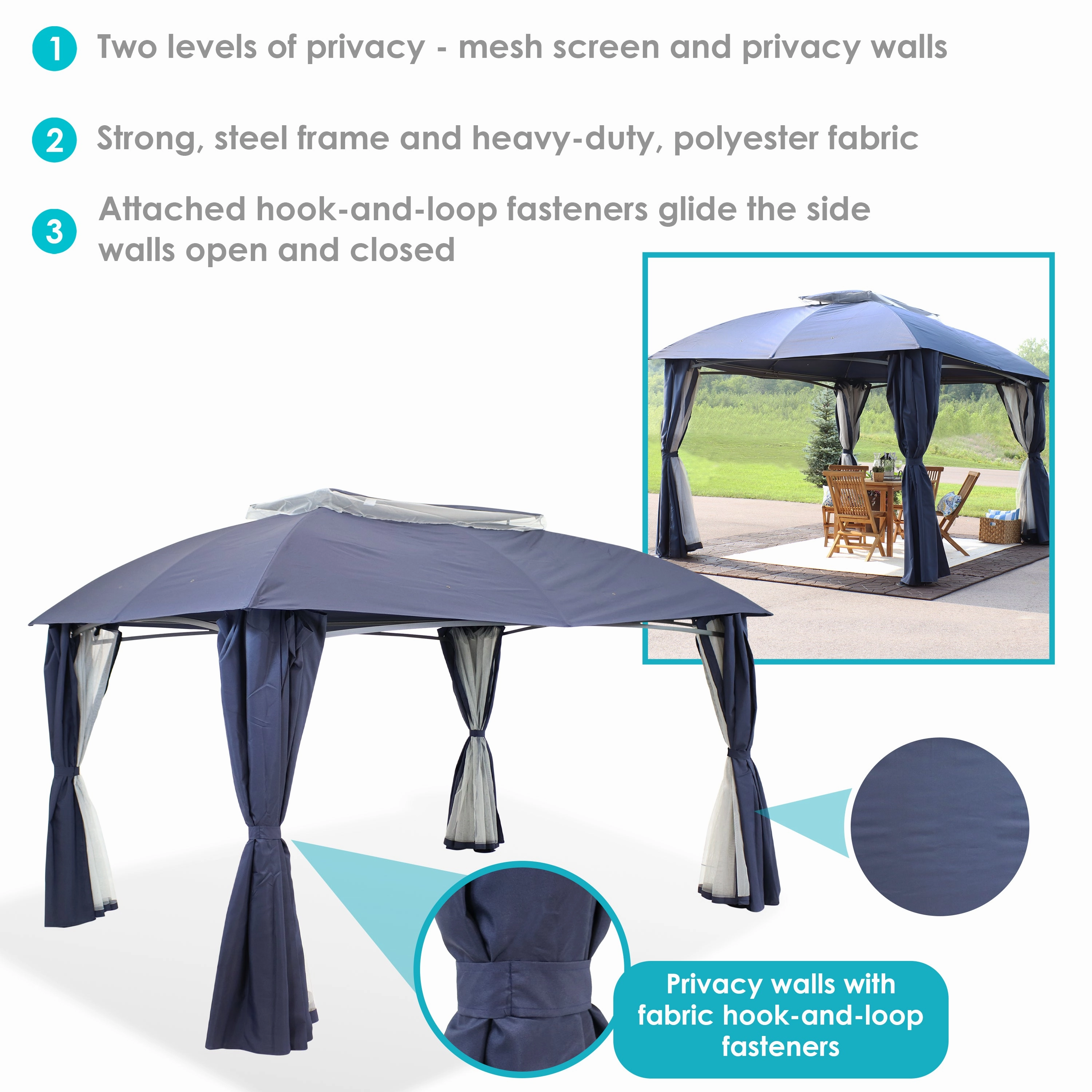 Sunnydaze 10' x13' Gazebo with Screens and Privacy Walls