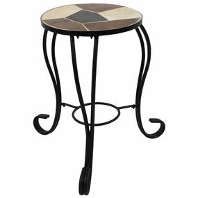 Sunnydaze 12" Mosaic Ceramic Tile Side Table/ Plant Stand - Steel Frameoutdoor patio furniture set