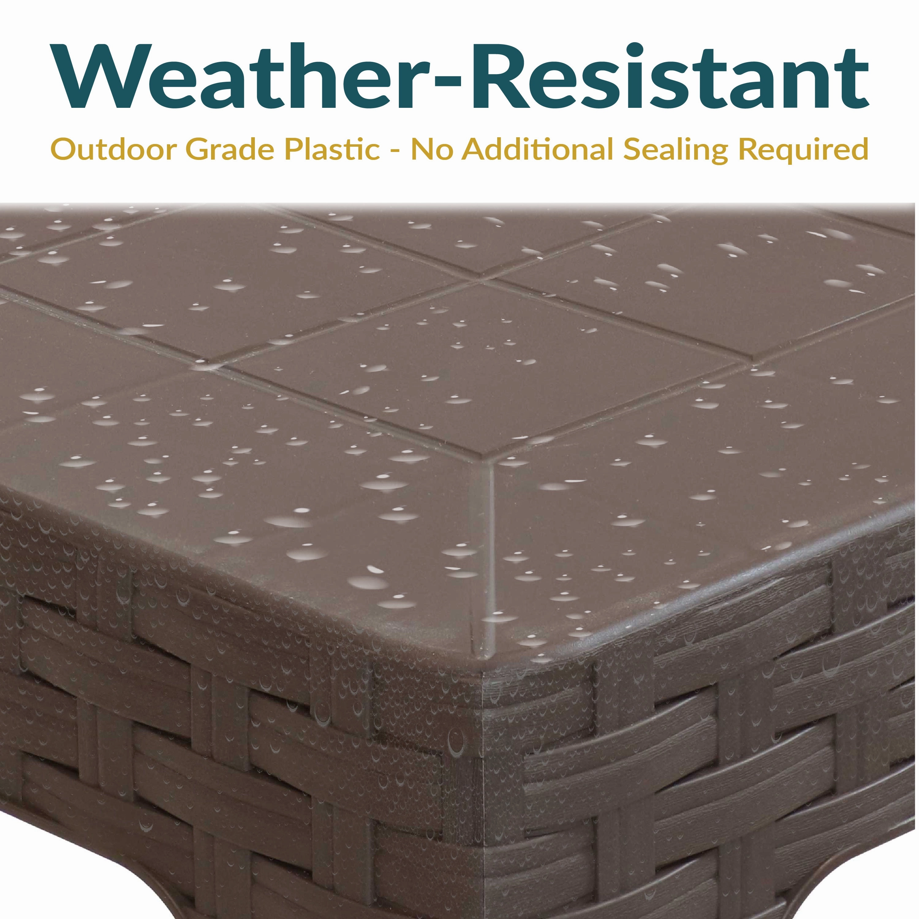 Sunnydaze 18" Plastic Square Patio Side Table