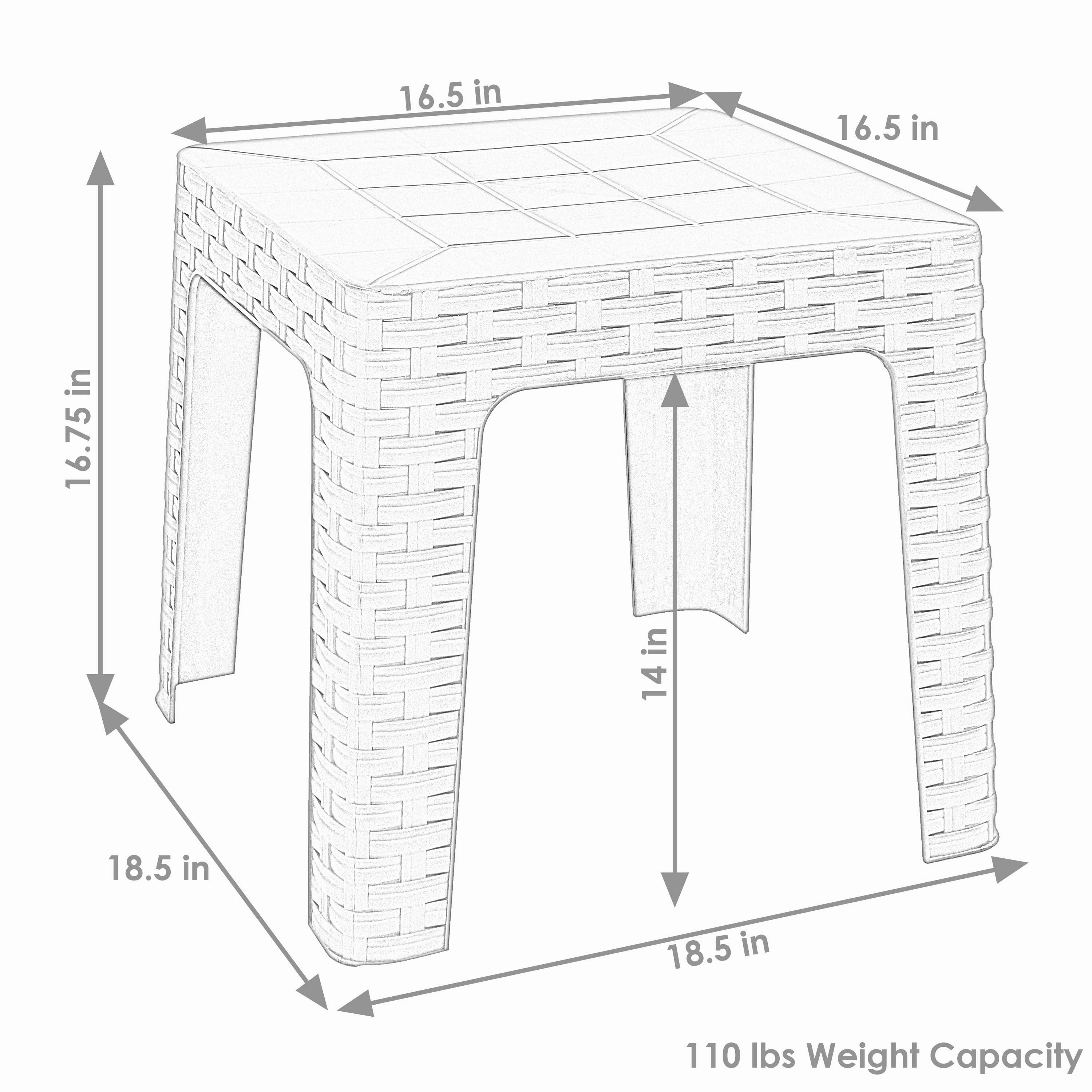 Sunnydaze 18" Plastic Square Patio Side Table