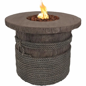 Sunnydaze 29" Rope and Barrel Propane Gas Fire Pit Table with Lava Rocksportable outdoor fire pit with lid