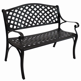 Sunnydaze 2-Person Checkered Cast Aluminum Metal Garden Bench - Blackoutdoor patio furniture set
