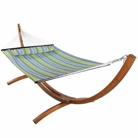 Sunnydaze 2-Person Double Rope Hammock with Wooden Stand double size outdoor hammock for couples