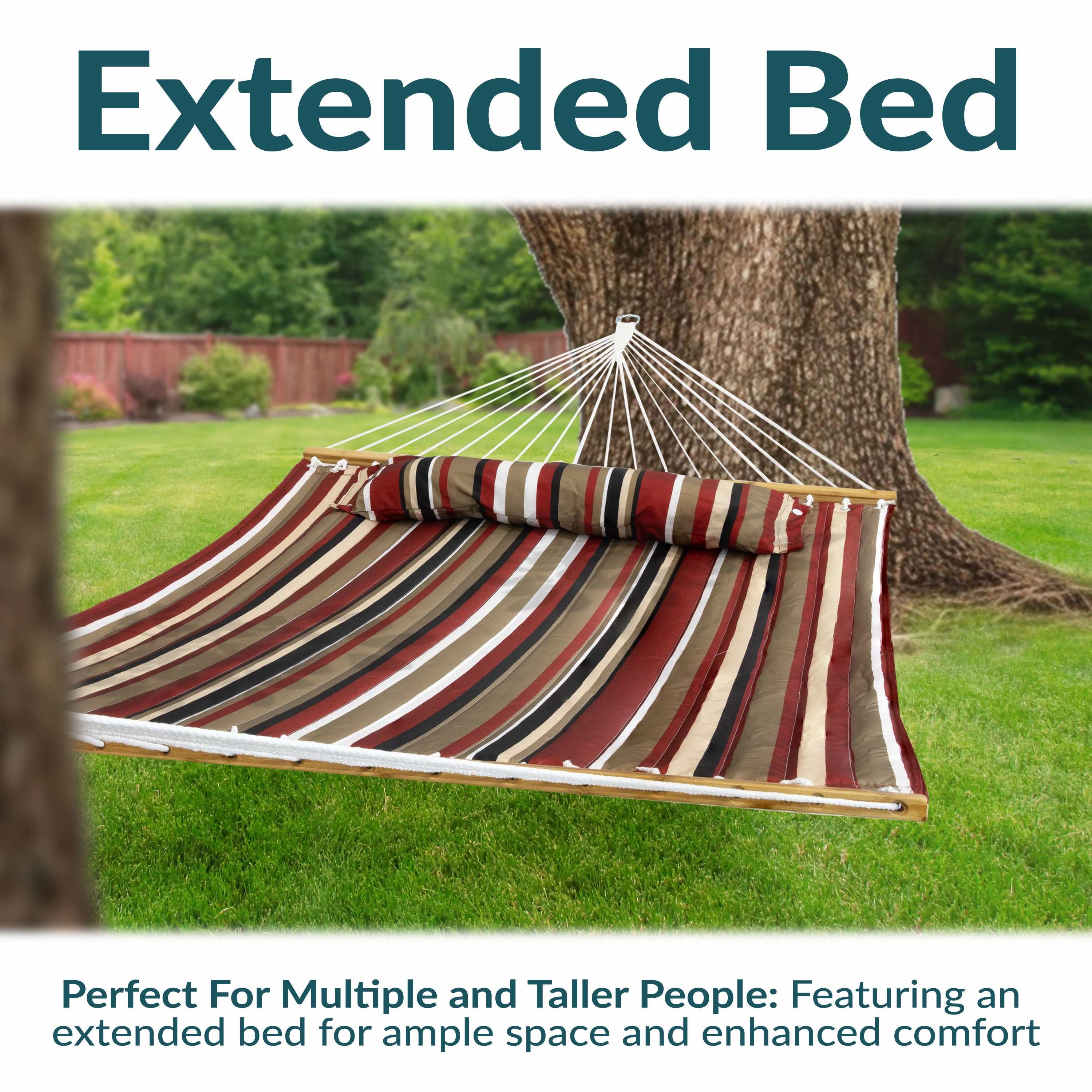 Sunnydaze 2-Person Extra Large Quilted Outdoor Hammock - 77.5" Bed