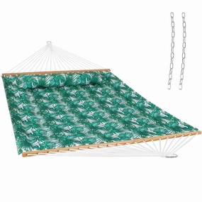 Sunnydaze 2-Person Fabric Spreader Bar Hammock and Pillow double size outdoor hammock for couples