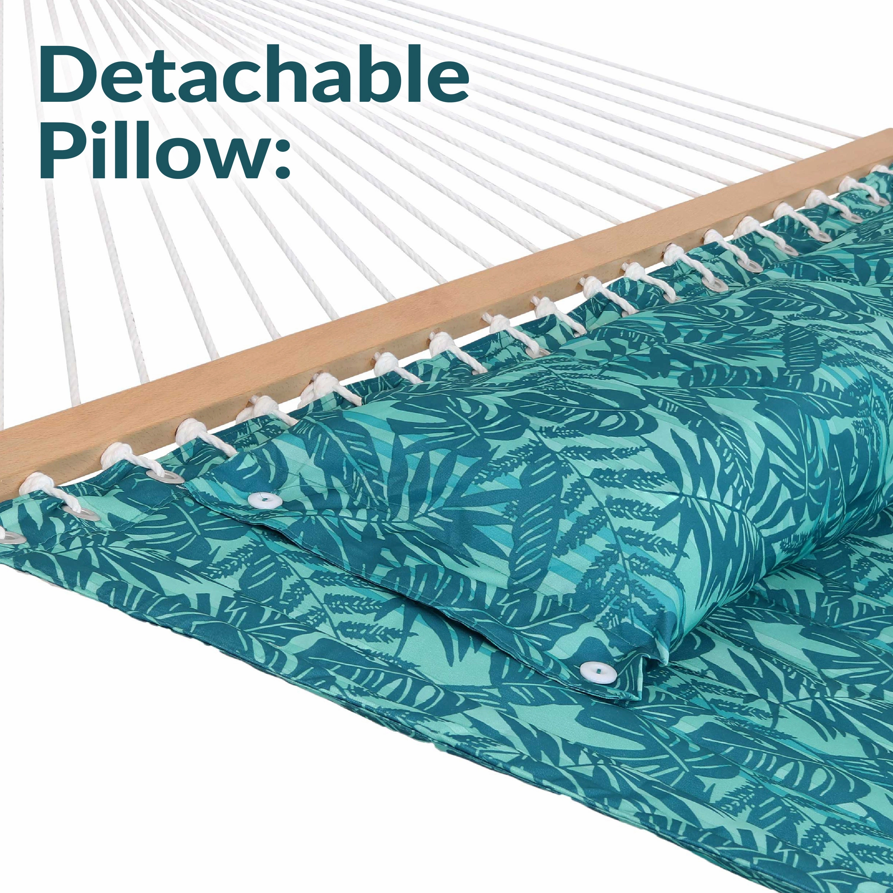 Sunnydaze 2-Person Fabric Spreader Bar Hammock and Pillow