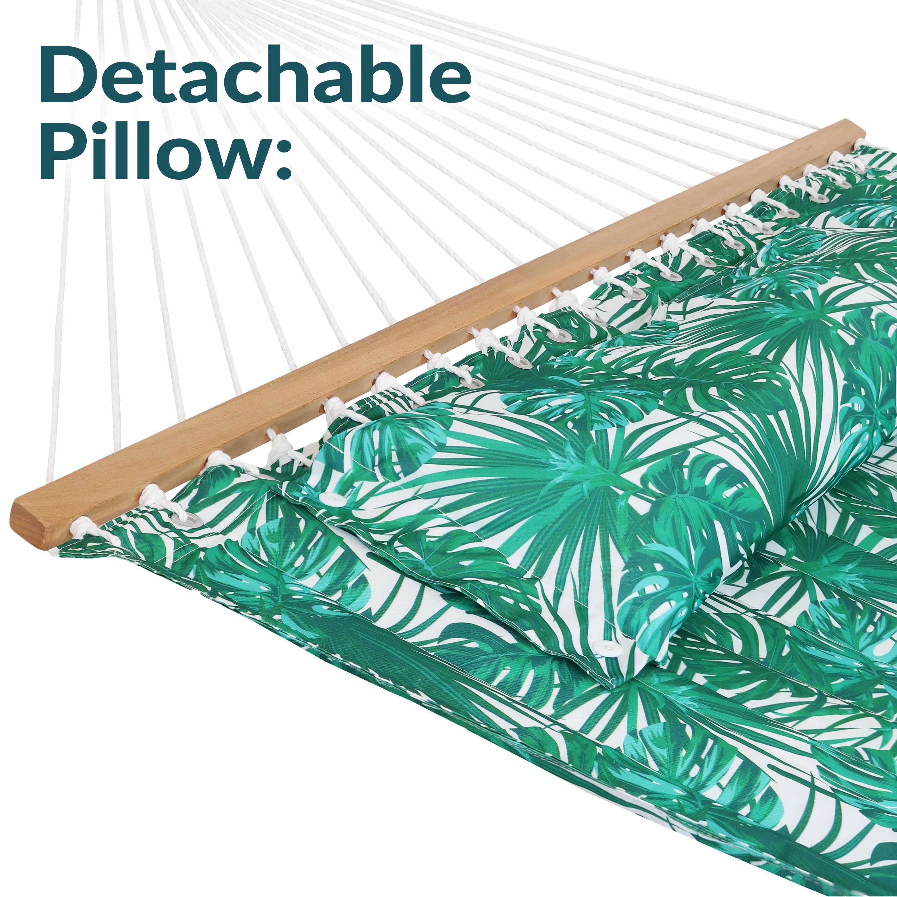 Sunnydaze 2-Person Fabric Spreader Bar Hammock and Pillow