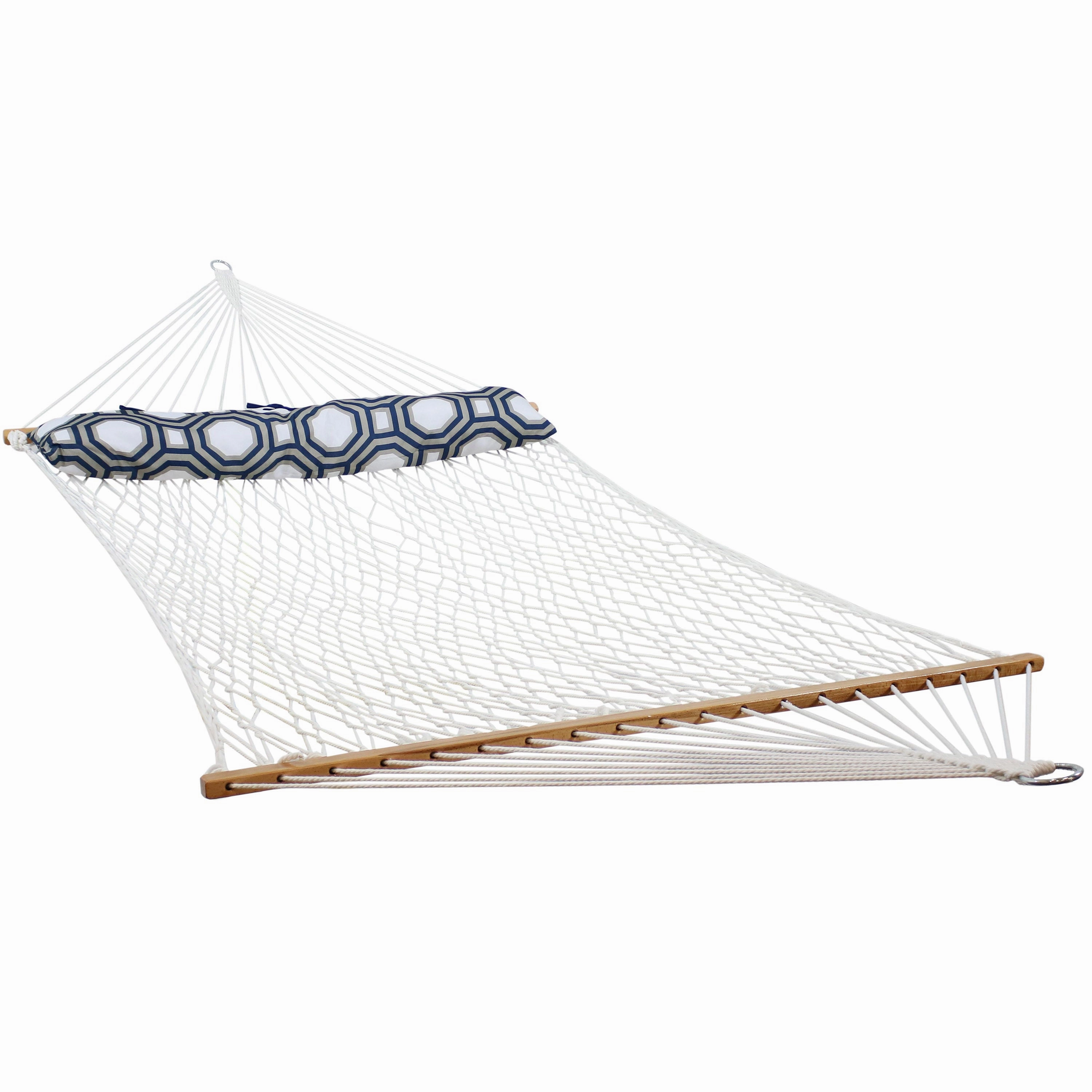 Sunnydaze 2-Person Polyester Rope Hammock with Pillow double size outdoor hammock for couples