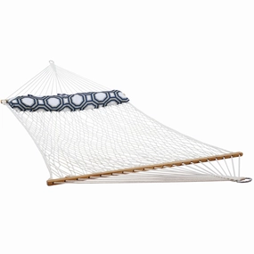 Sunnydaze 2-Person Polyester Rope Hammock with Pillow double size outdoor hammock for couples