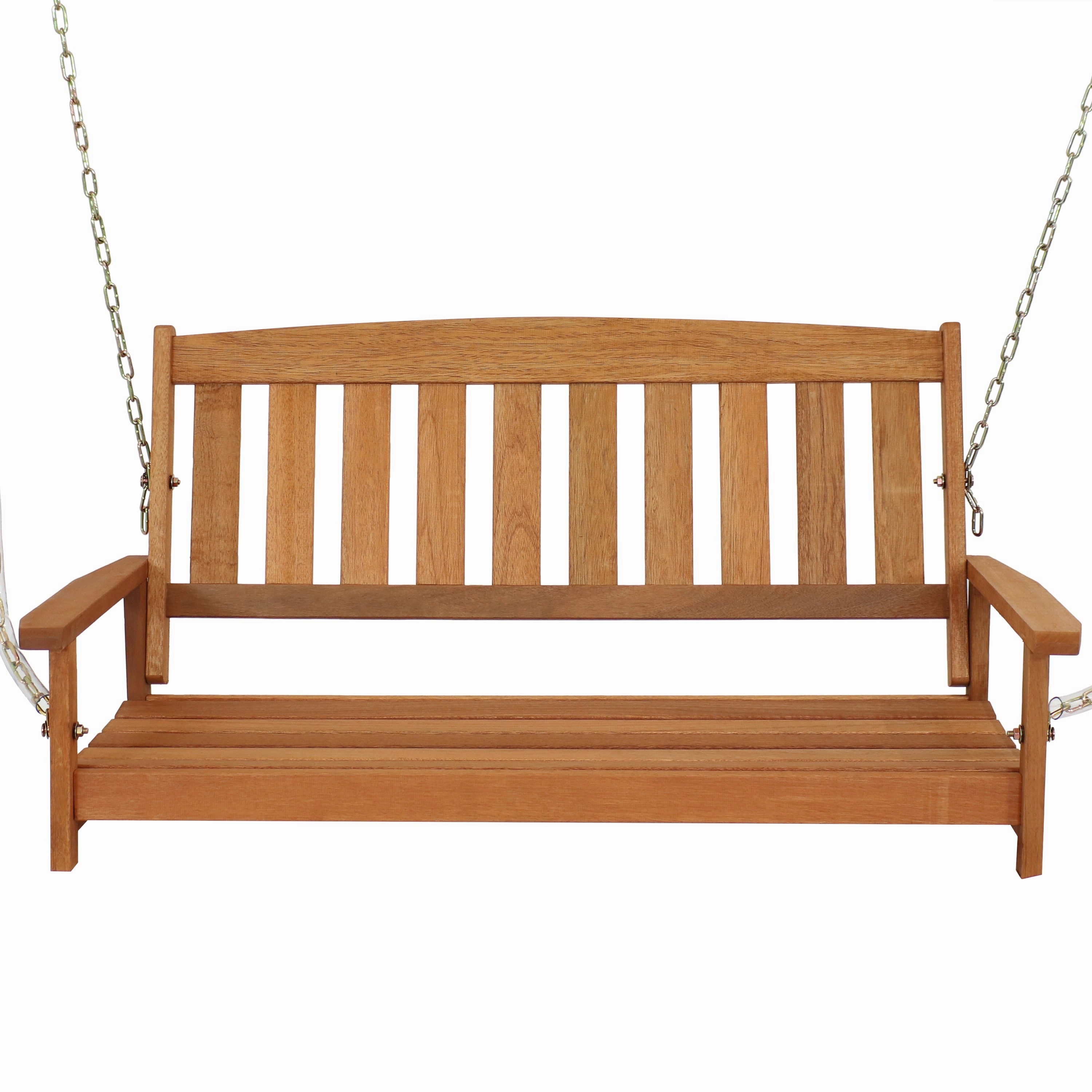 Sunnydaze 2-Person Wooden Porch Swing with Hanging Chains - 47" W
