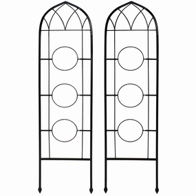 Sunnydaze 2-Piece Arched Garden Trellis with Folding Flowerpot Supports decorative outdoor planter box designs