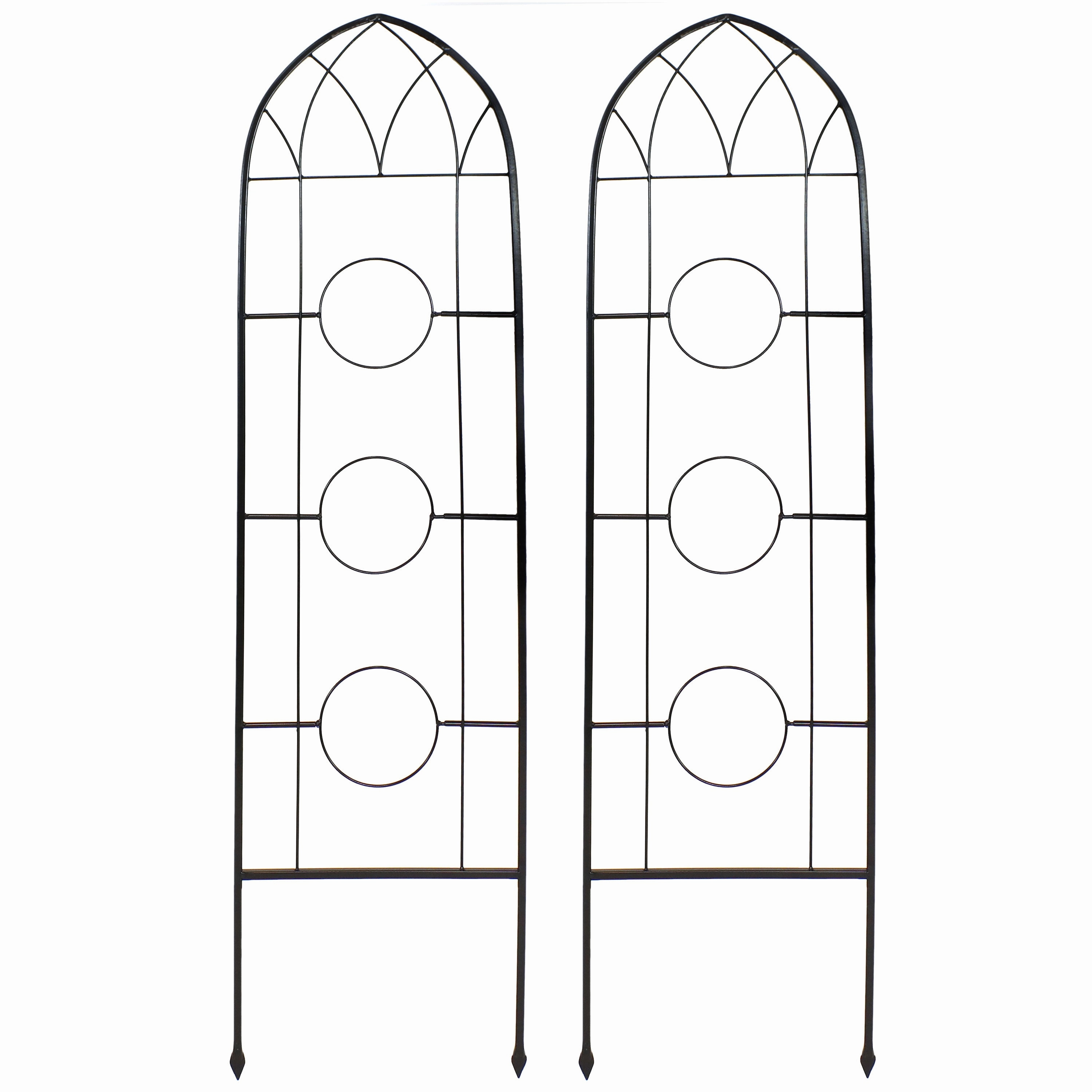Sunnydaze 2-Piece Arched Garden Trellis with Folding Flowerpot Supports