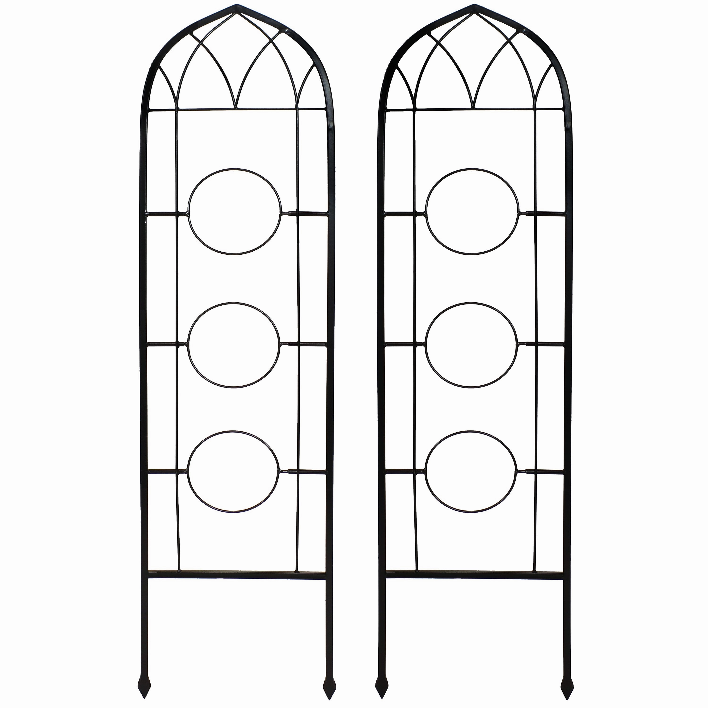 Sunnydaze 2-Piece Arched Garden Trellis with Folding Flowerpot Supports decorative outdoor planter box designs