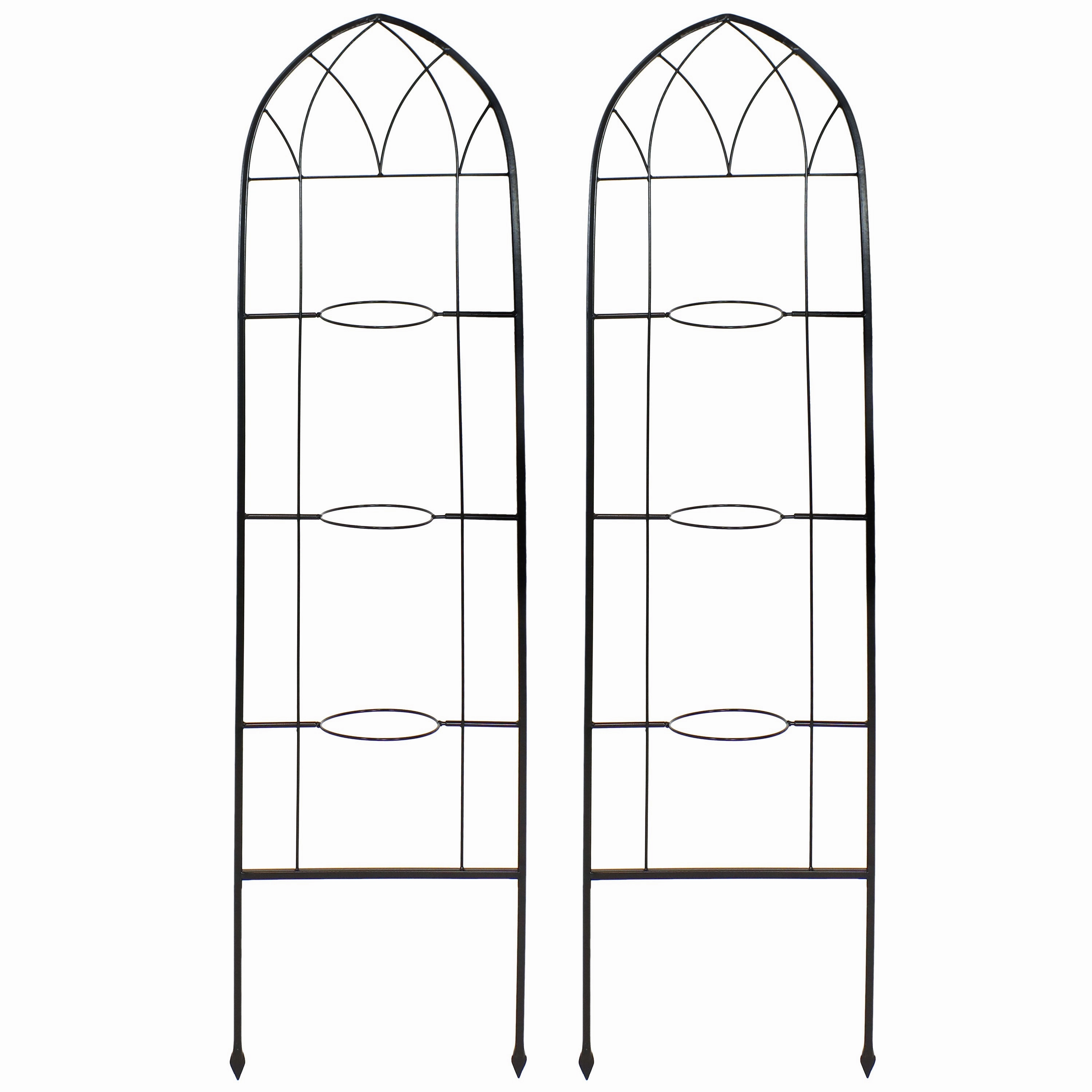 Sunnydaze 2-Piece Arched Garden Trellis with Folding Flowerpot Supports